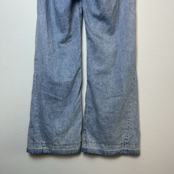 Frame Jeans Women’s 28 Le Baggy Palazzo Light Blue Wash Raw Hem Wide Leg Boho - Picture 10 of 14